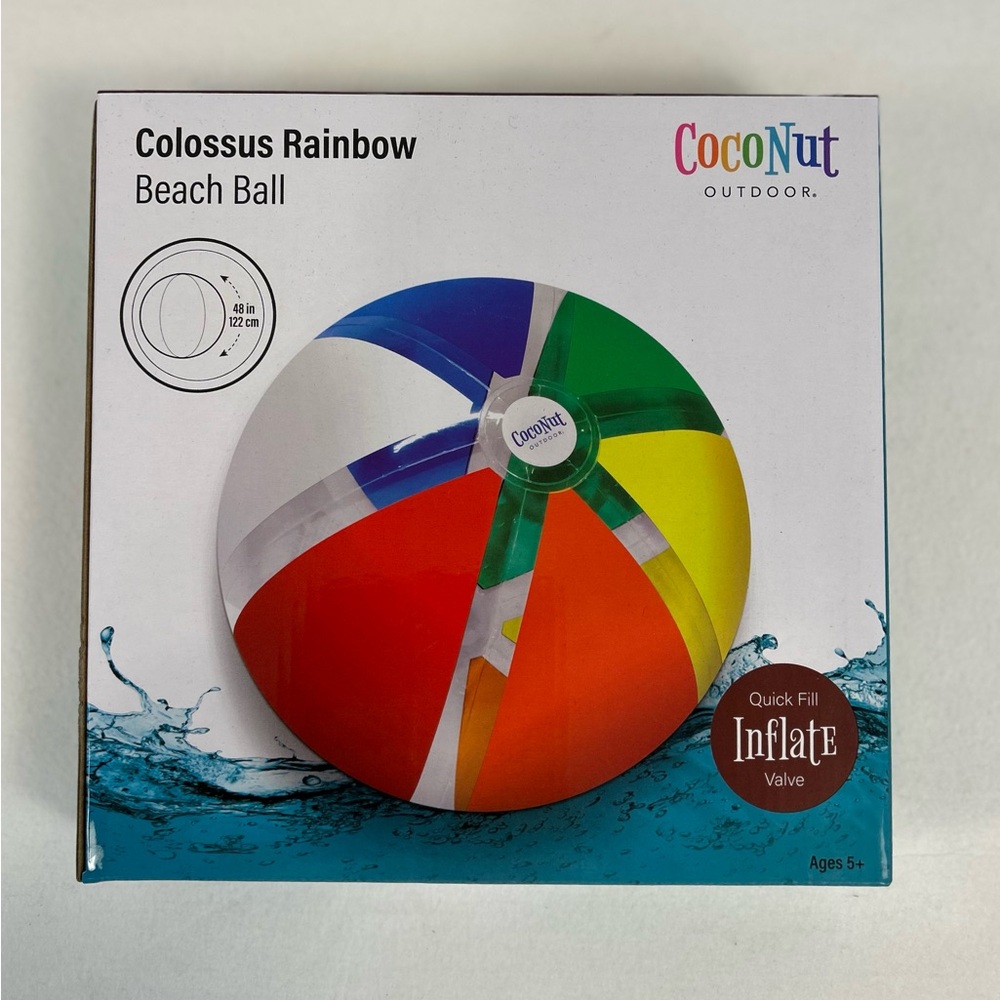 48" Vinyl Rainbow Beach Ball Inflatable New Sealed Pool Summer Sun Fun NIB